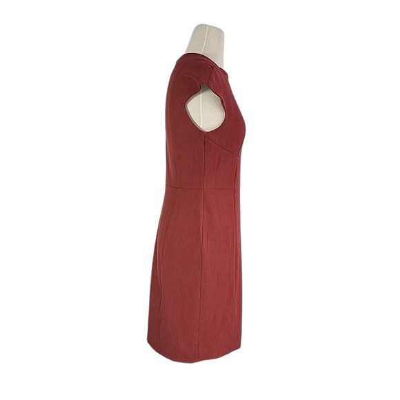MM Lafleur Ashley Dress Red Size 8 Square Boat Neck Tailored Sheath Work Office - Picture 5 of 14